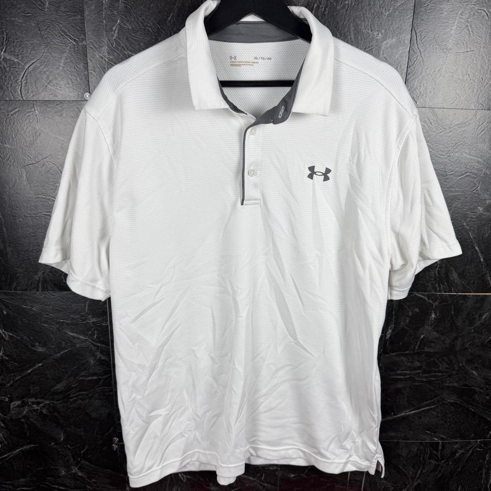 Under Armour White Retro Tech Sportswear Golf Polo Shirt XL